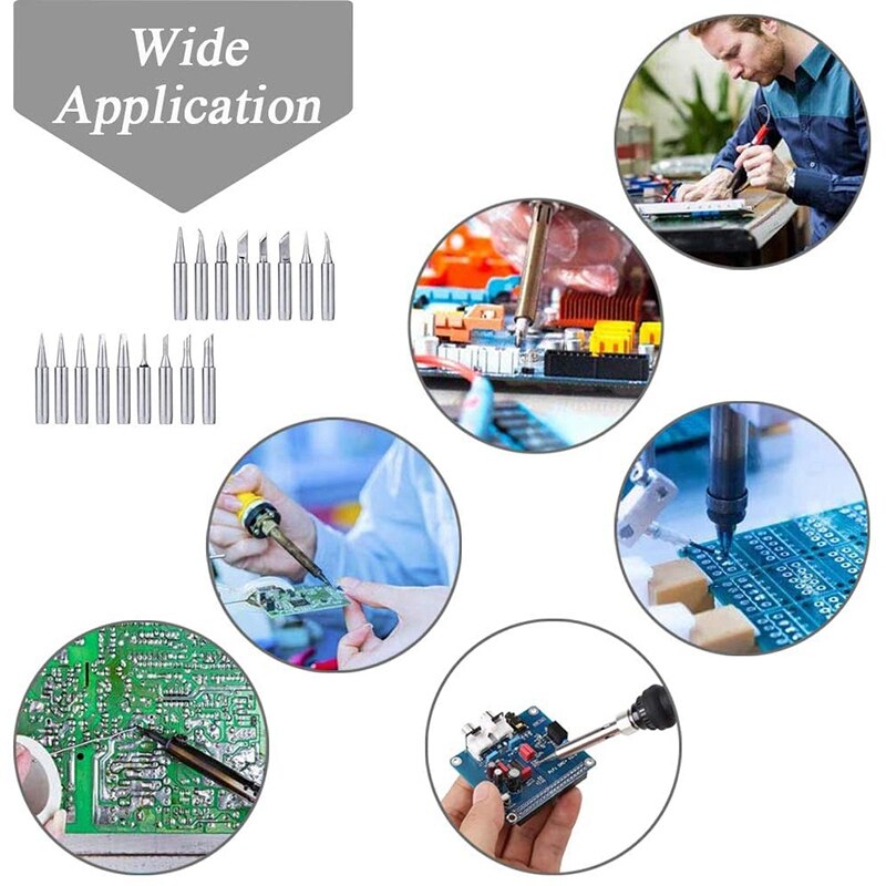 17Pcs Soldering Tips Kit 900M Lead-Free Solder Iron Tip Welding Replacement Accessories for Hakko Yihua Solder Station