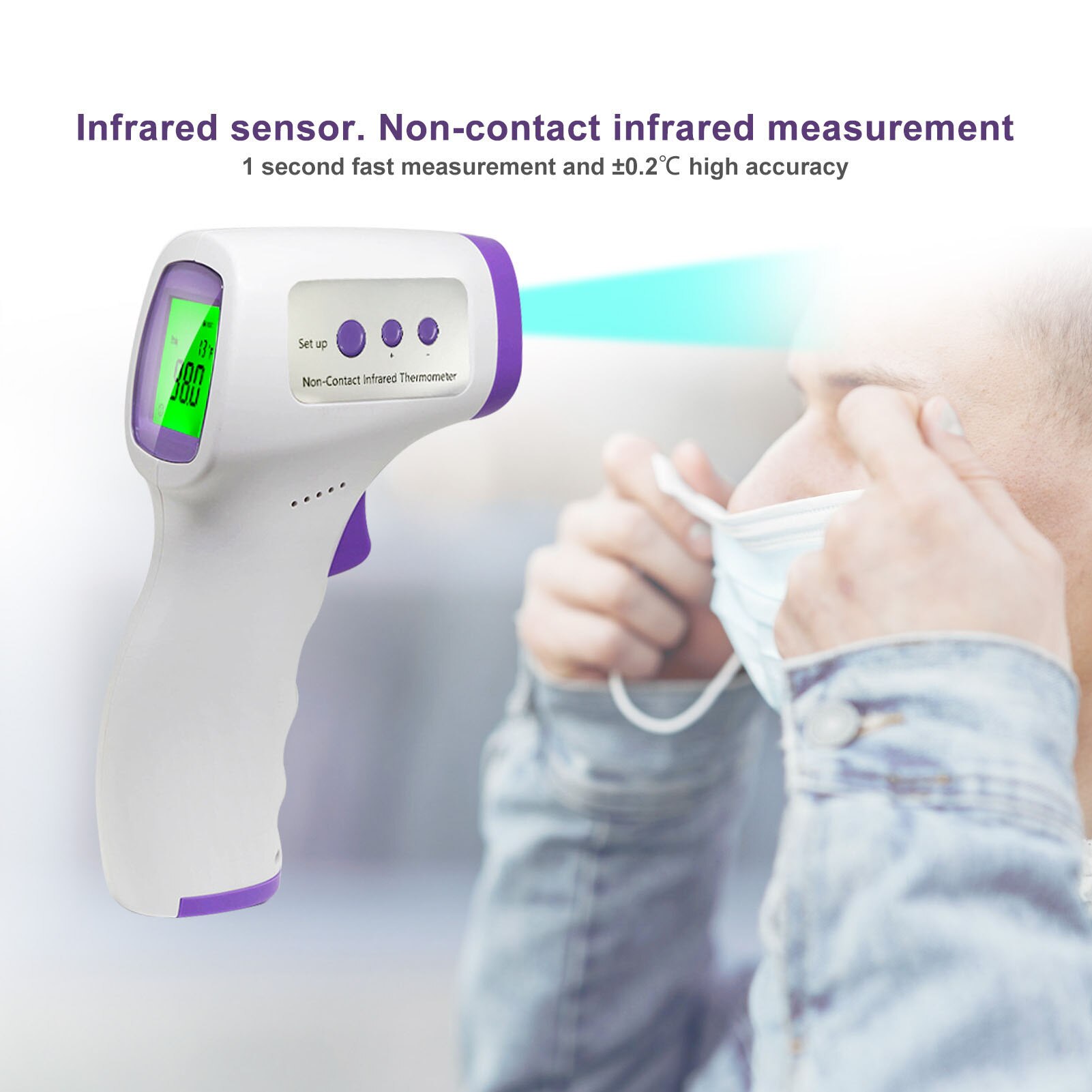 Forehead Digital Thermometer Non Contact Infrared Thermometer Baby Human Body/Object/ Indoor Temperature Measurement Fever Alarm