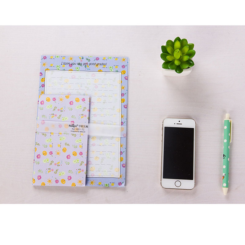 2 Set Kawaii Big size Writing Letters 6pc+3pc Envelops 9pcs Cartoon Fruit School Office Students Paper Envelope Letters Pad Sets