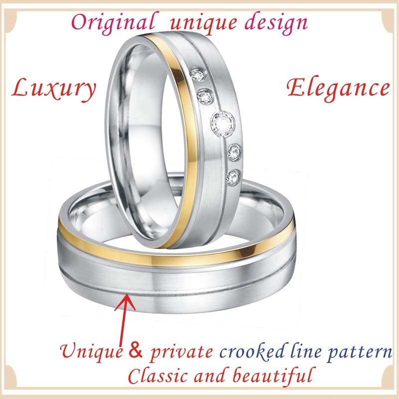 Alliance acier inoxydable bijoux mariage anneaux ensemble son et son couple bague pour hommes et femmes d'anniversaire amoureux