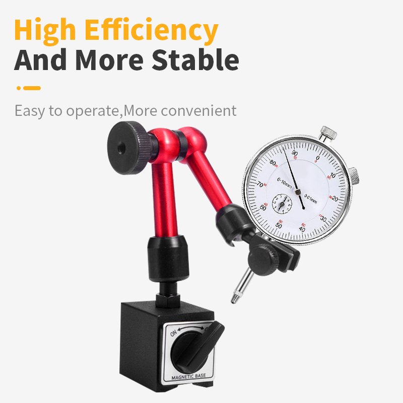 Indicador de Dial de 0-10mm, Base de soporte magnético, soporte magnético para calibre de orificio de Dial, herramientas de medida, indicador de tipo hora, reloj comparador
