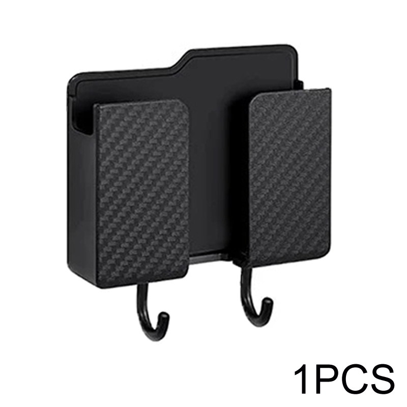 Soporte multifunción para teléfono inteligente, organizador montado en la pared, caja de almacenamiento, gancho para cargador de pared, organizador de cables, soporte de base de carga: Negro