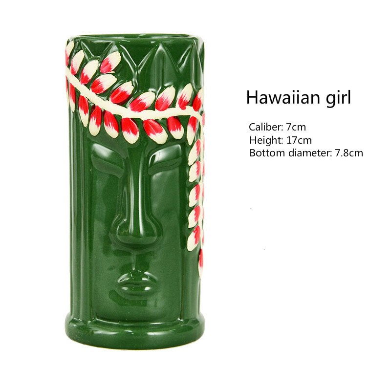 Copa Tiki Hawaiana para bebidas frías, estatua traviesa con cabeza de león para cóctel, vaso de cerámica para vino, Tiki, 425-600ml