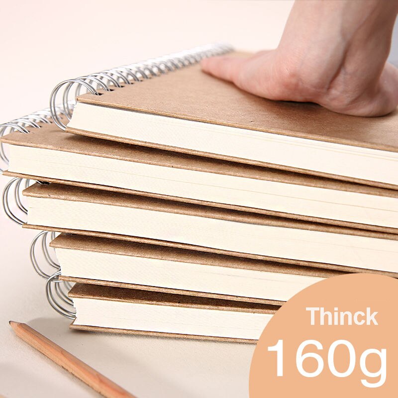Drawing sketchbook Thick paper 160 GSM Spiral notebook diary Art school supplies Pencil drawing notepad Stationery