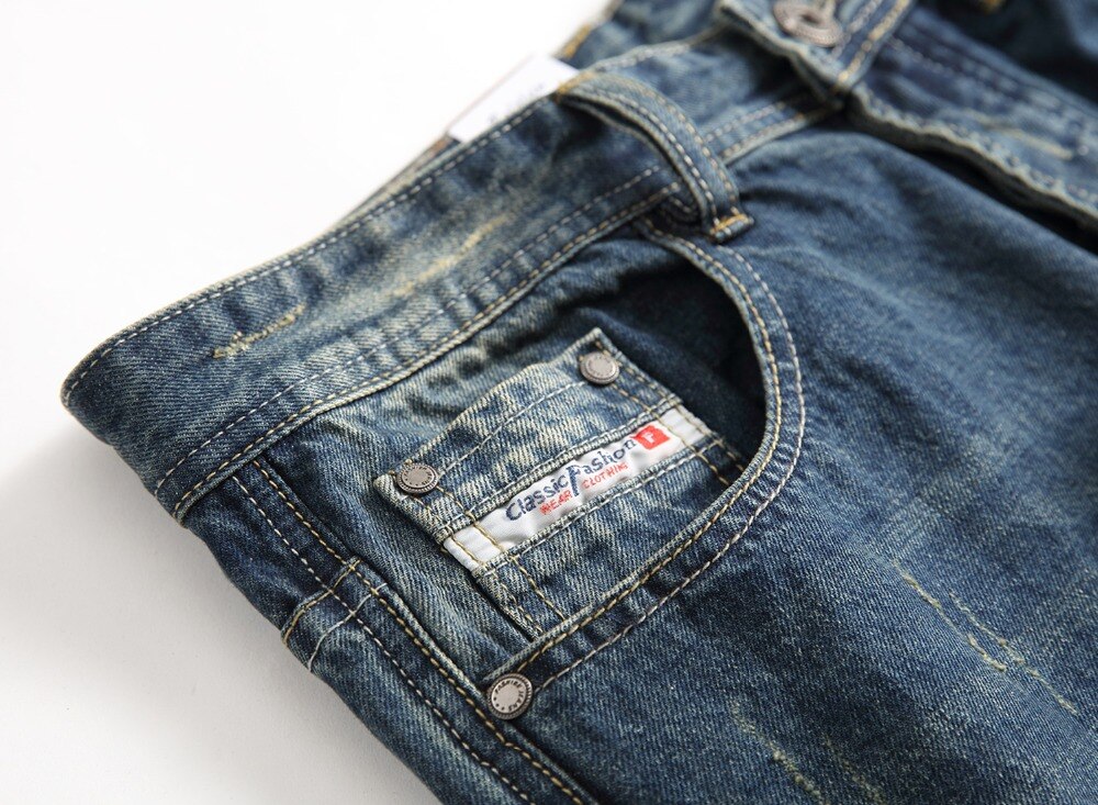 100% Cotton.Newly Men Jeans Blue Color Straight Fit Buttons Long Pants Top Balplein Brand Ripped Jeans Men29-42