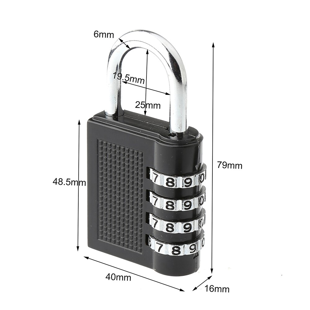 Heavy Duty 4 Dial Digit Combination Lock Weatherproof Security Padlock Outdoor Gym Safely Code Lock Black