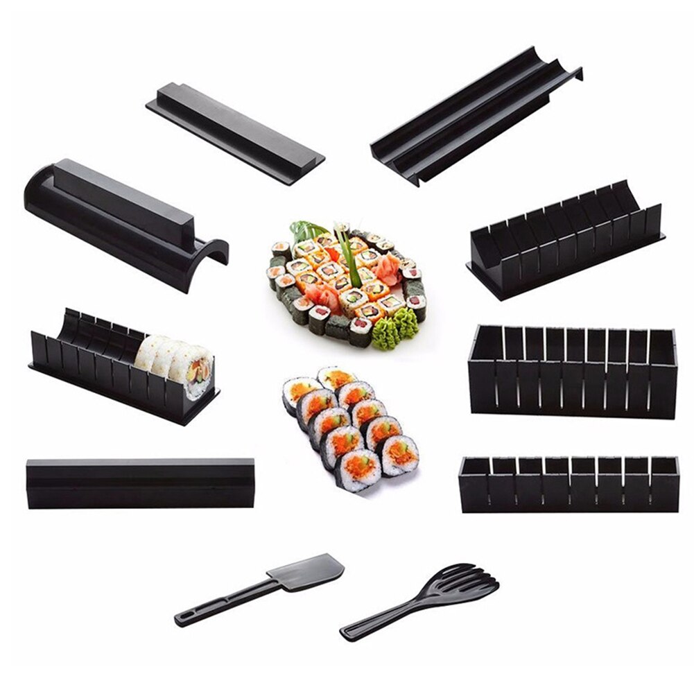 10Pcs Professionele Sushi Maker Set Rice Roll Mold Keuken Diy Maken Mould Roller Gereedschap Keuken Eetkamer Gereedschappen