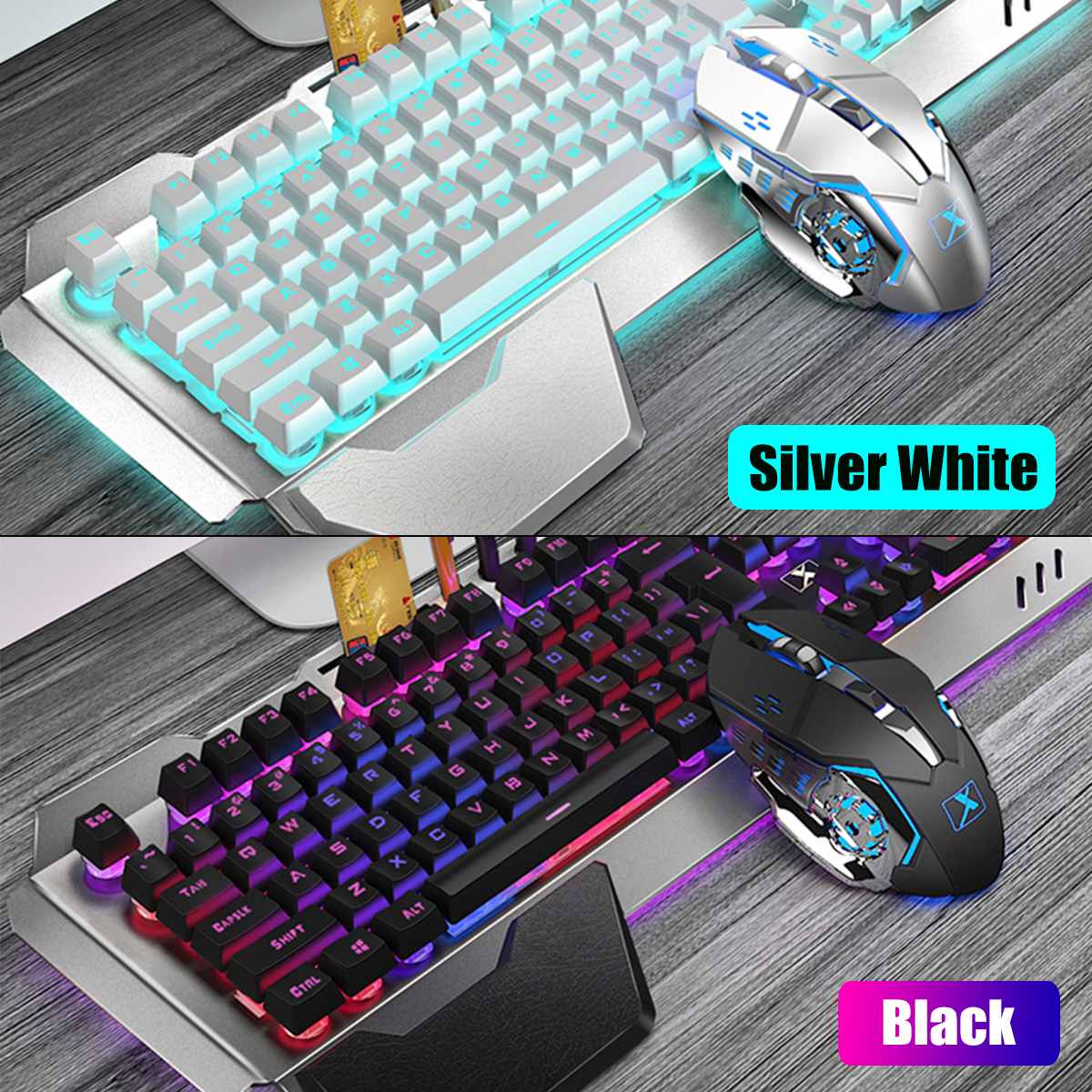 Multi-function Wireless Rechargeable Keyboard Mouse Gaming Mouse Keyboard Combo USB Waterproof Backlight LED Set For PC Game