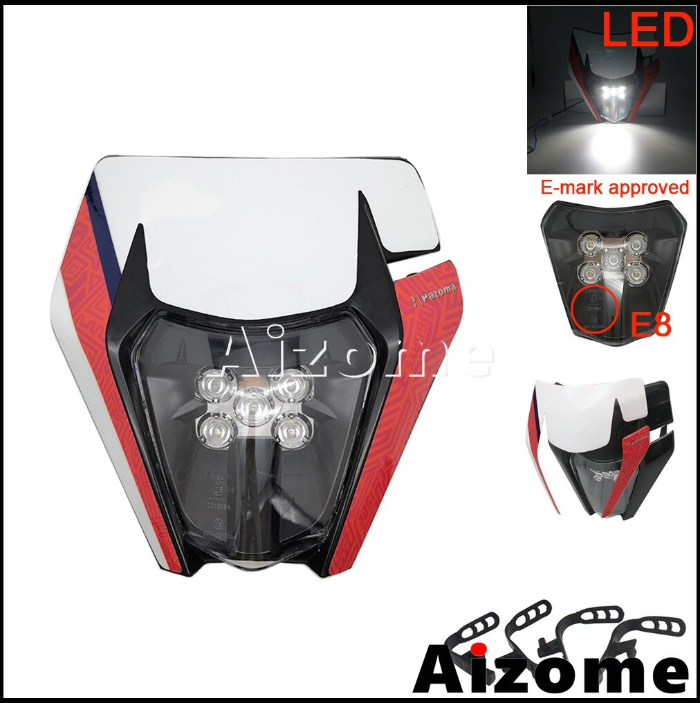 Feu avant Orange à LED E8, éclairage d'endurance pour Honda, Suzuki, Yamaha EXC, SX, XCW, CRF, XR, WR, Six jours