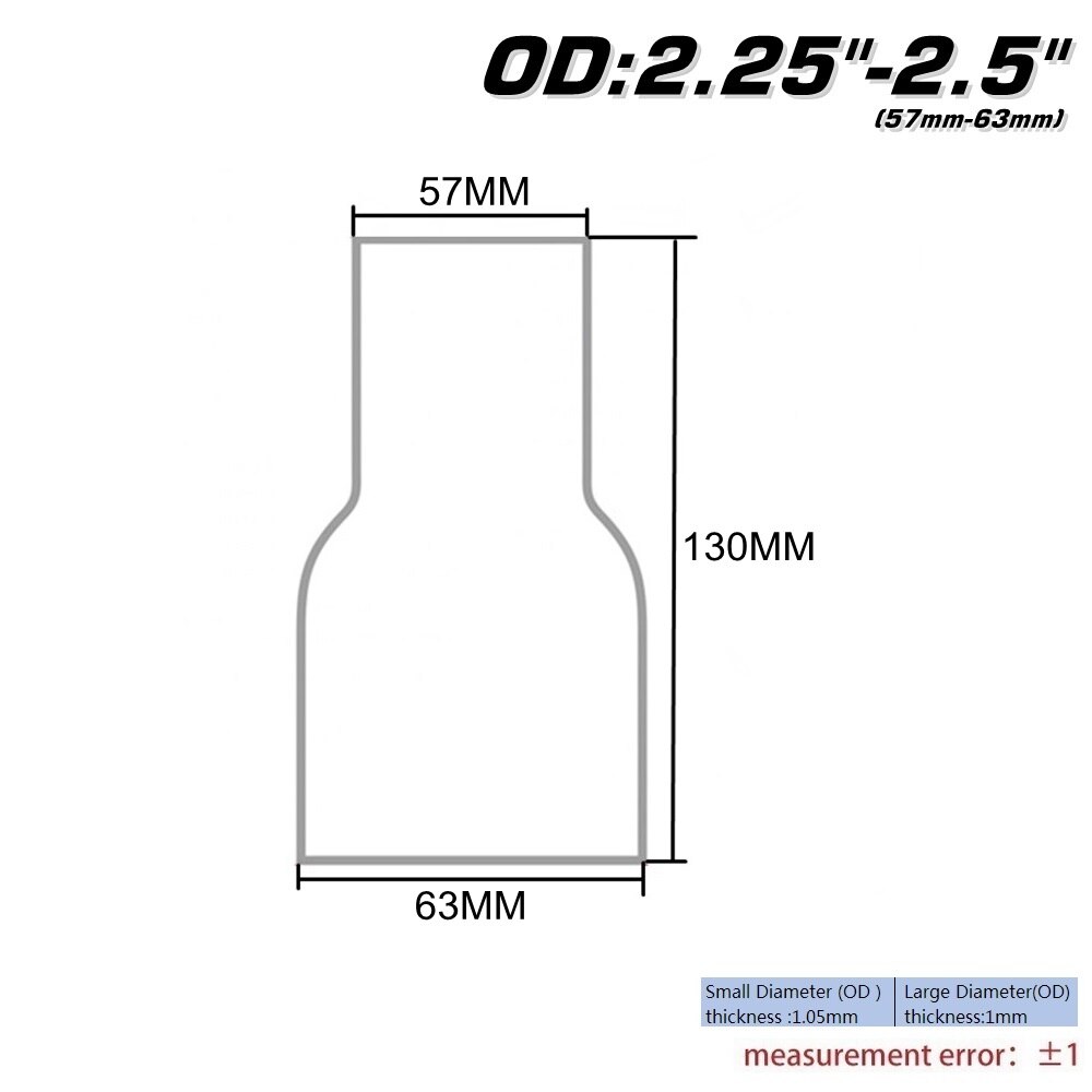 Od: 2 "2.25'' 2.75 ''3'' 3.5 ''Roestvrij Tapered Standaard Uitlaat Reducer Connector Buis AF-BJ: OD 57-63MM