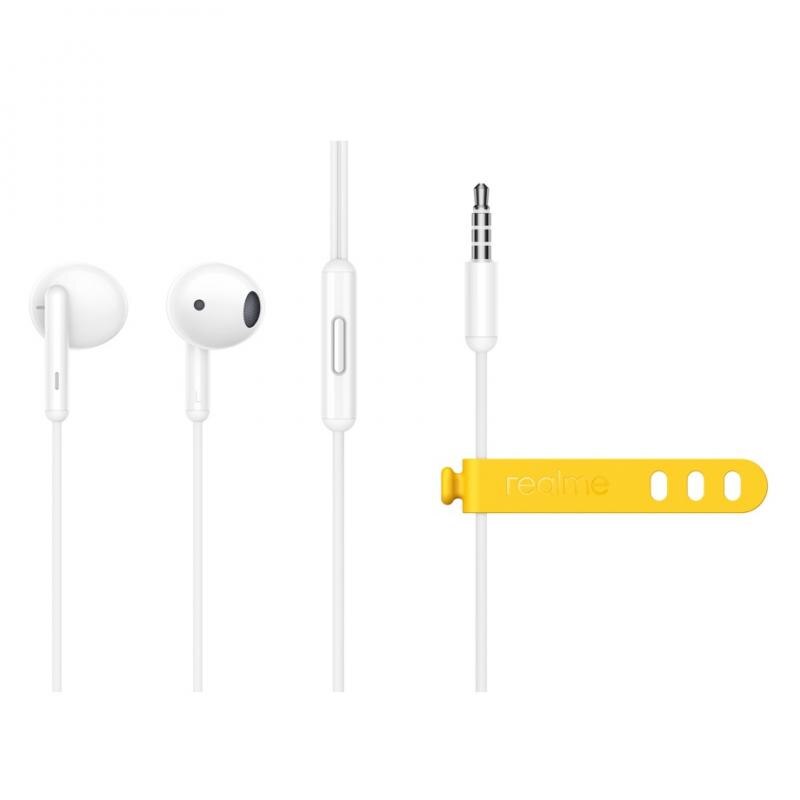 Realme Buds Classic 3.5mm Wired Earphone 14.2mm Large Driver Built-in Microphone Music Call Control Half In-Ear Wired Earphone