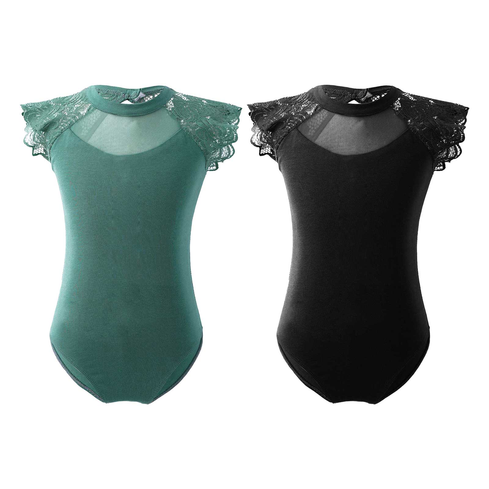 Kinderen Meisjes Mouwloze Bloemen Kant Ballet Dans Turnpakje Effen Kleur Ovale Gymnastiek Dance Training Jumpsuit Body Pak