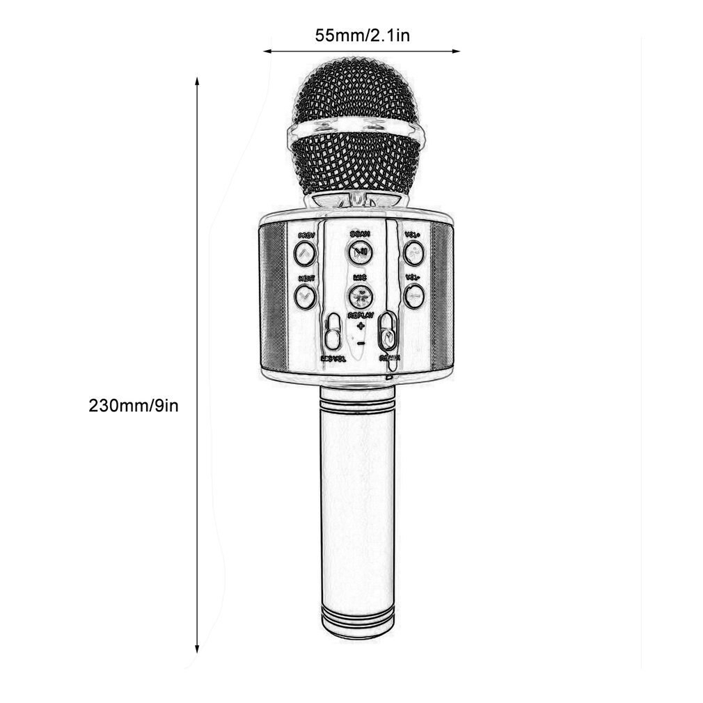 Draagbare Size WS858 Draadloze Bluetooth Microfoon Hoge Gevoeligheid Home Ktv Muziek Online Chat Microfoon