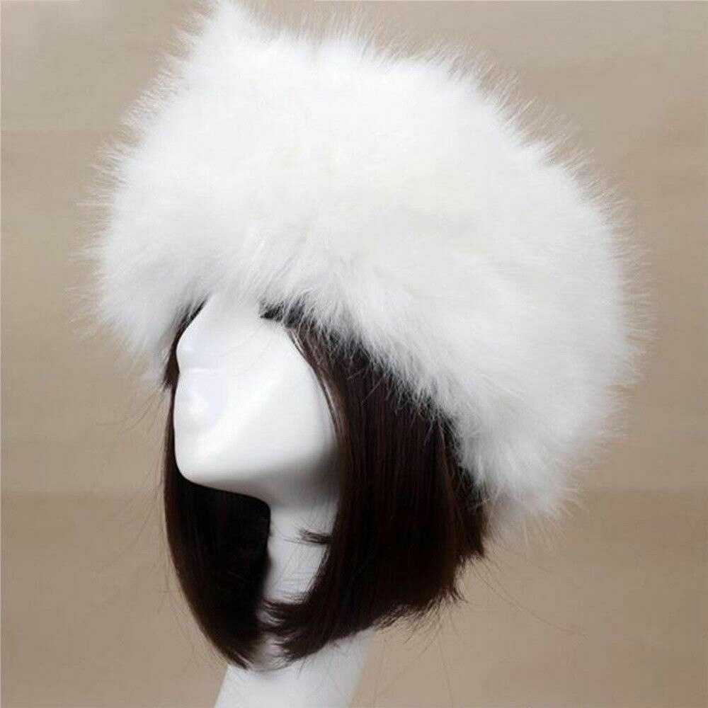 Vinter tyk furry hat fluffy faux fur kvinder pige pandebånd hat vinter udendørs ski cap: D