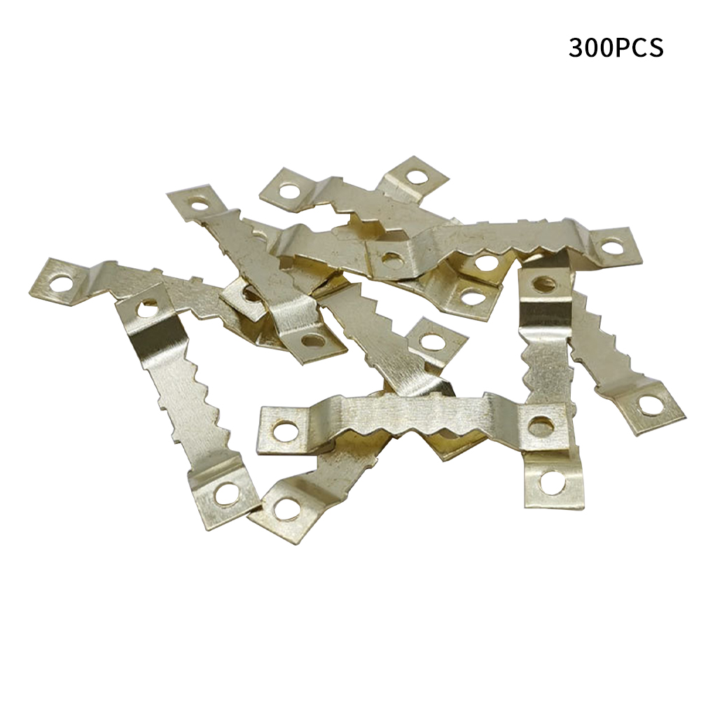 300pcs Picture Frame Hanger Wall Mounted Portable Durable Sawtooth Hooks Heavy Duty Hardware For Hanging Photos Multifunctional: Gold