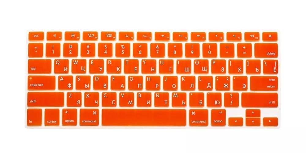 5 Fogli Adesivi Per Tastiera Russa – Lettere Opache Nero Arancione, Autoadesive Per Computer E Laptop, Resistenti E Facili Da Applicare