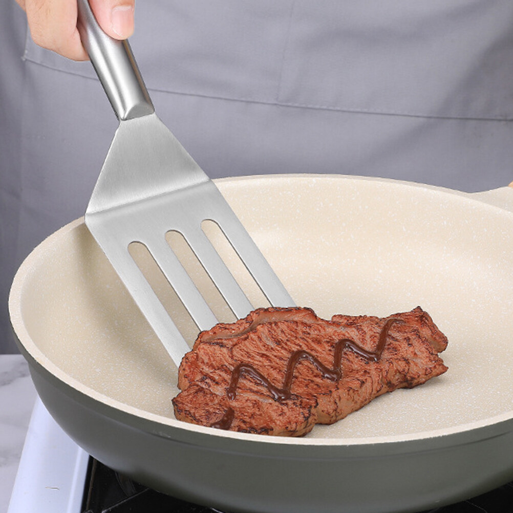 Espátula para freír carne de acero inoxidable para cocinar y palear multiusos, duradera y fácil de limpiar