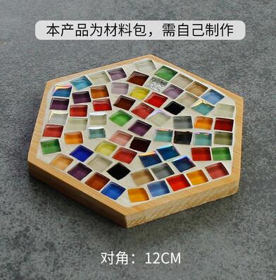 Bambus sekskantet kopunderlag mosaik coaster kopmåtte matematik mosaik gør forældre-barn diy håndværk mosaik værktøjssæt: -en
