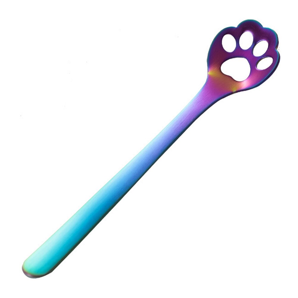 Rvs Gold Hond Kat Paw Claw Hollow Lepel Roeren Lepel Thee Koffie Dessert Lepels Leuke Keuken Gereedschap: Multi ColorHollow