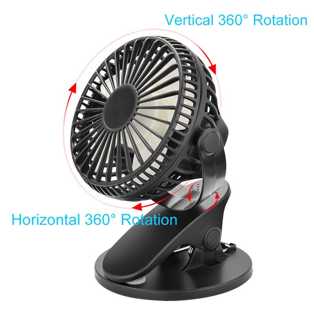 Usb Oplaadbare Clip Desktop Tafel Ventilator Mini Draagbare Klem 360 Graden Roterende Ventilator Koeling Luchtkoeler 2600Mah Batterij