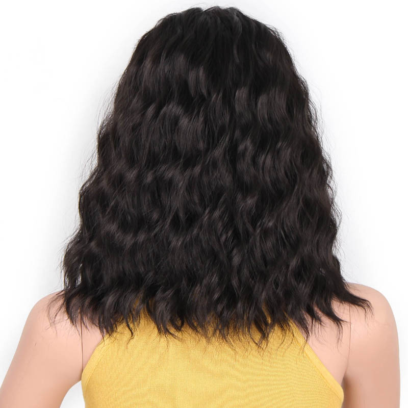 IK een pruik 14 "Korte Bob Water Wave Natuurlijke Losse Synthetische Pruik Kleur Natuurlijke Zwarte Hoge Temperatuur fiber pruiken voor Vrouwen: #1B