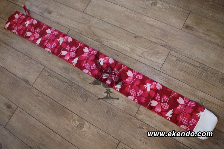 -ikendo.net - sg046 -  bomullsmaoyin mönster shinai väska- för tre shinais med axelrem - bomull kendo shinai