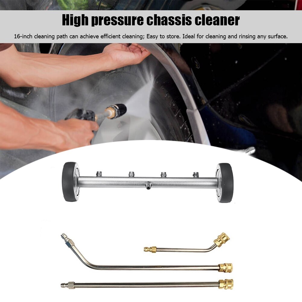 High Pressure Washer Surface Cleaner With 4 Wheels Stainless Steel Professional 4000PSI Surface Cleaner 15 Inch 1/4 Inch Quick Coupling