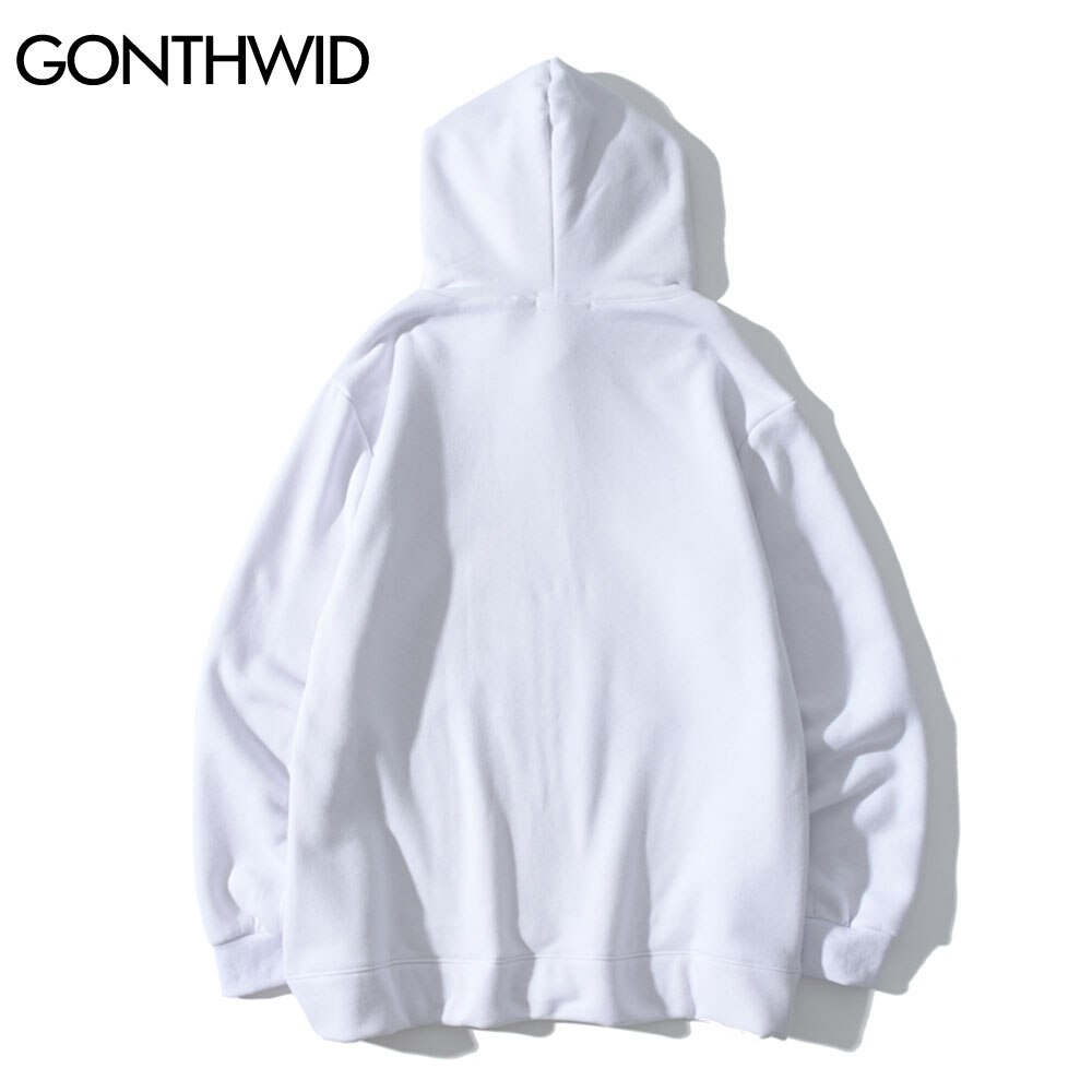 GONTHWID Hoodies Hip Hop Graffiti Butterfly Flowers Print Fleece Hooded Sweatshirts Mens Harajuku Casual Tops Outwear