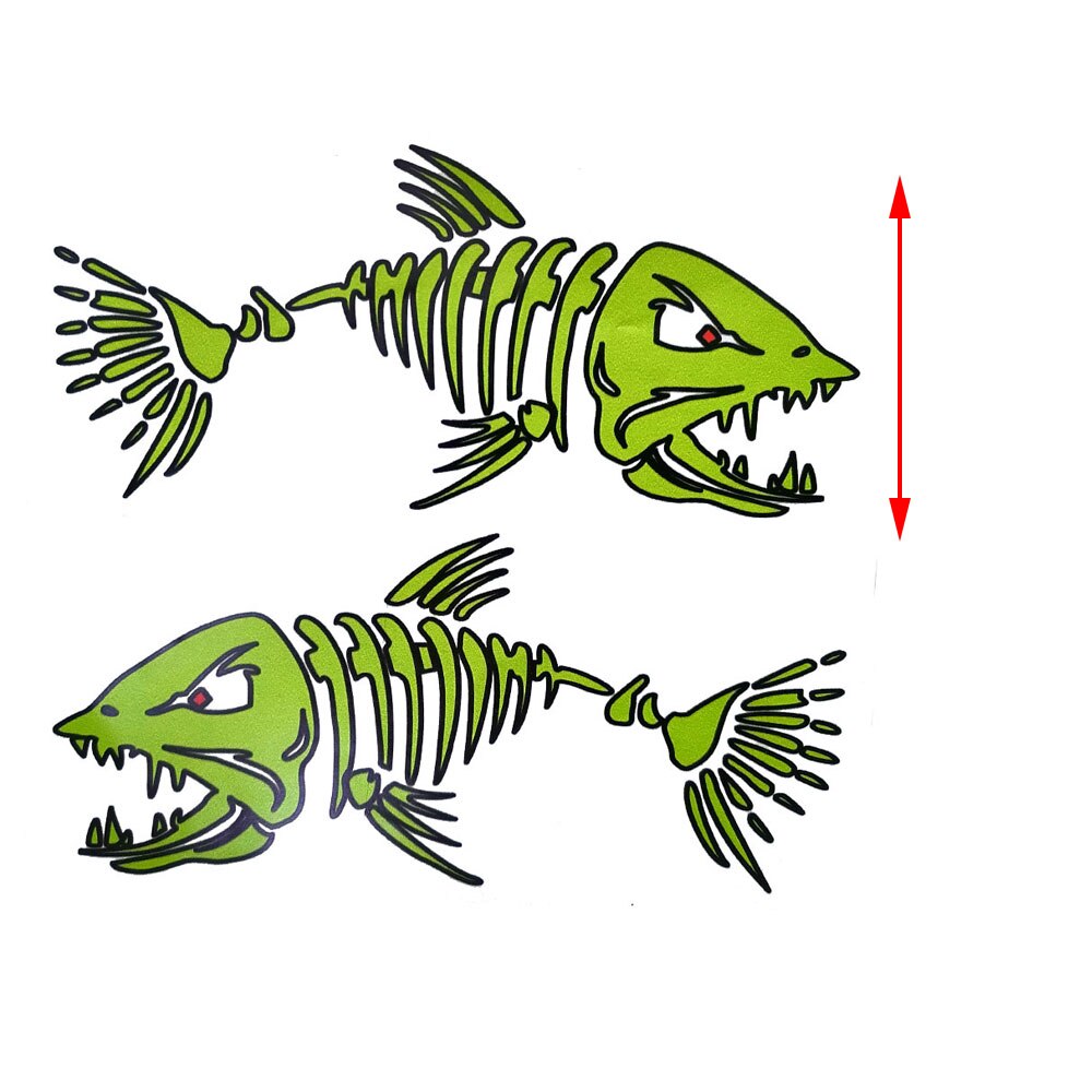 2Pcs Self Adhesive Skeleton Fish Bone Decal Fishing Sticker For Kayak Canoe Fishing Boat Car Truck Window