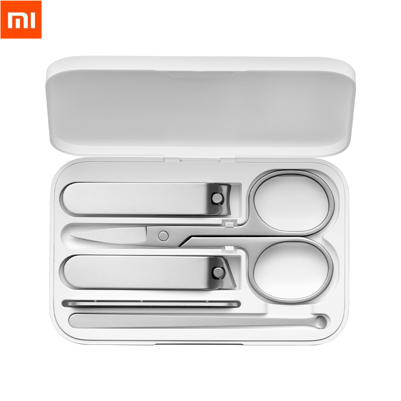 Xiaomi-Set de manicura y pedicura mijia 5 unidades, cortauñas, Kit de higiene de viaje portátil, juego de herramientas de cortaúñas de acero inoxidable