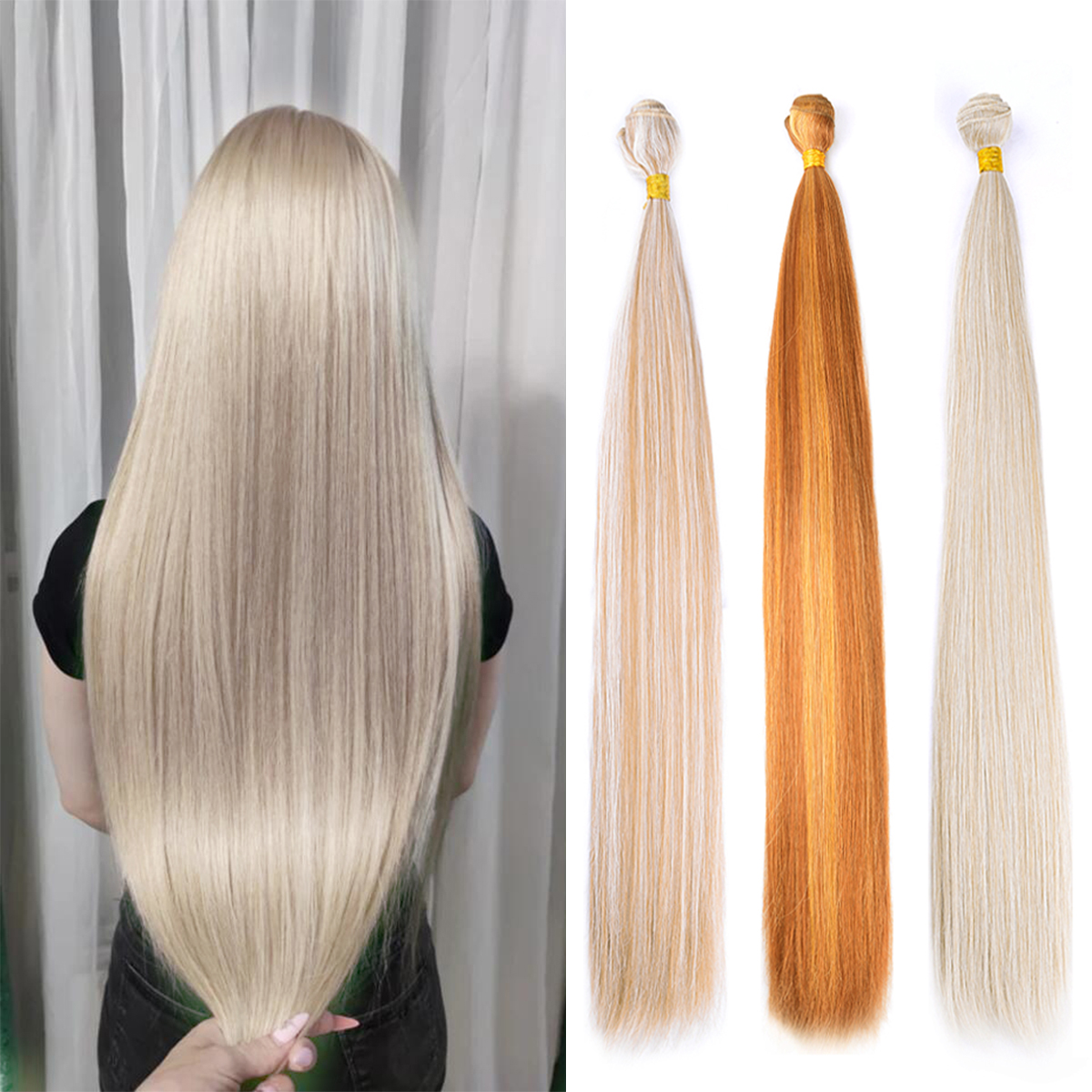 24 Zoll glatte Haar verlängerungen Ombre Haar bündel hitze beständiges Faser haar, das synthetisches glattes Haar webt