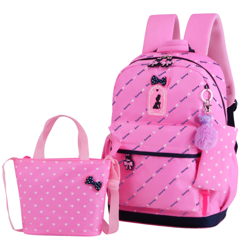 3 Stks/set Ster Afdrukken Kinderen Schooltassen Voor Meisjes Tieners Rugzakken Kids Orthopedie Schooltassen Rugzak Mochila Infantil: pink 3