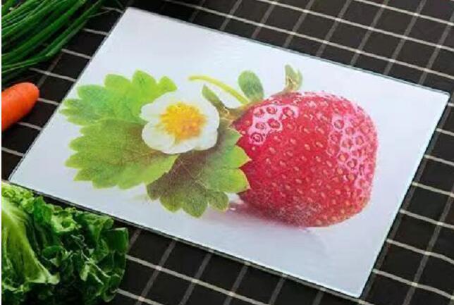 35*25cm hærdet glas skærebræt frugt anti-mikrobielt skærebræt køkken vegetabilsk plade: Jordbær