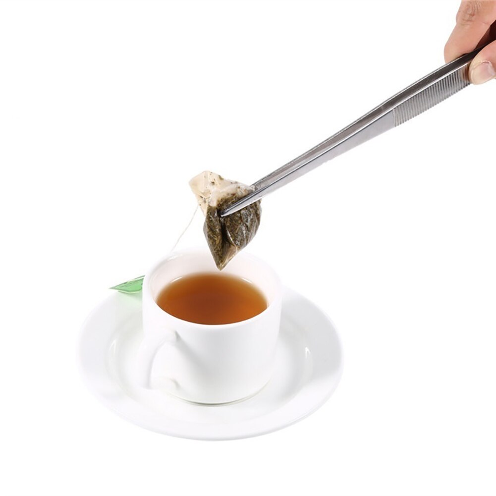 Pinzas dentadas de acero inoxidable de 16/20/25/30cm, pinzas largas para comida, barbacoa, herramienta para barbacoa