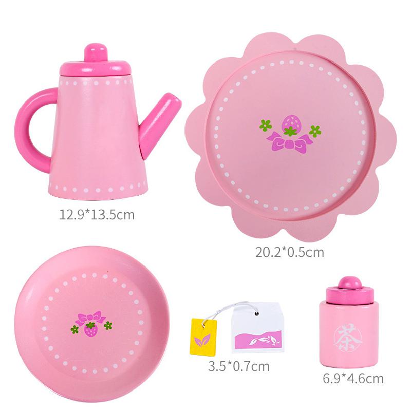 Wooden Children's Simulation Toy Afternoon Tea Teapot Cup Tea Set Small House Furniture Girl's Kitchen Play House Toy Set