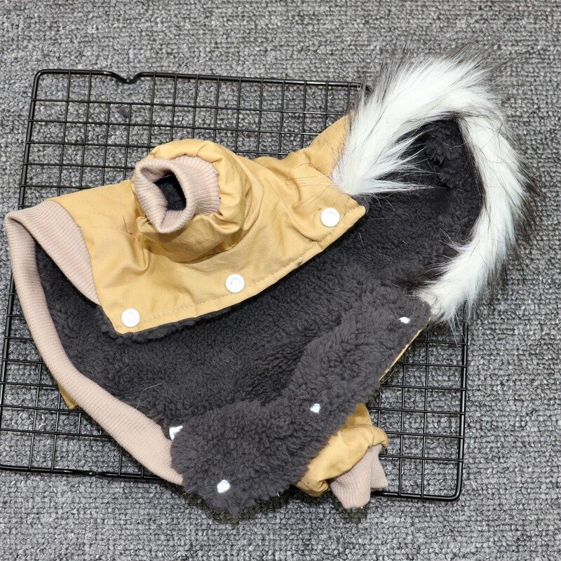 Ropa de algodón cálida para perro pequeño, ropa de trabajo de cuello esponjoso de doble capa para mascotas, ropa de montañismo, 강지옷 옷