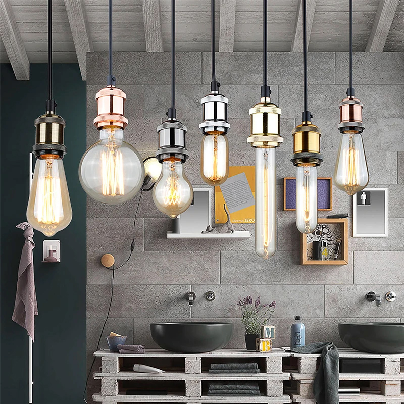 Douille de lampe Vintage, support de lampe à vis Edison, bases d'ampoule E27, Base de lumière à monter soi-même avec anneau