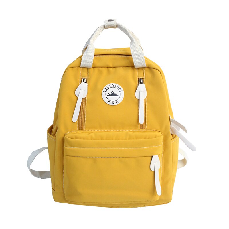 Multifunctional Waterproof Nylon Women Backpack Female Travel Backpack Korean Style Yellow School Bag for Teenage Girls Mochila: Yellow