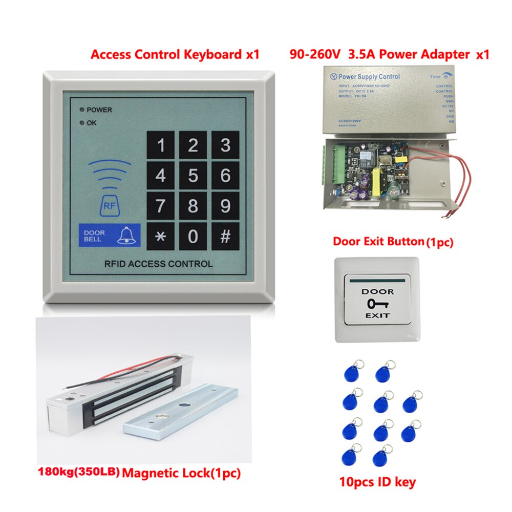 RFID Proximity Card 125KHz Door Access Control system Entry System 100lbs Magnetic Lock Kit: access control kit02