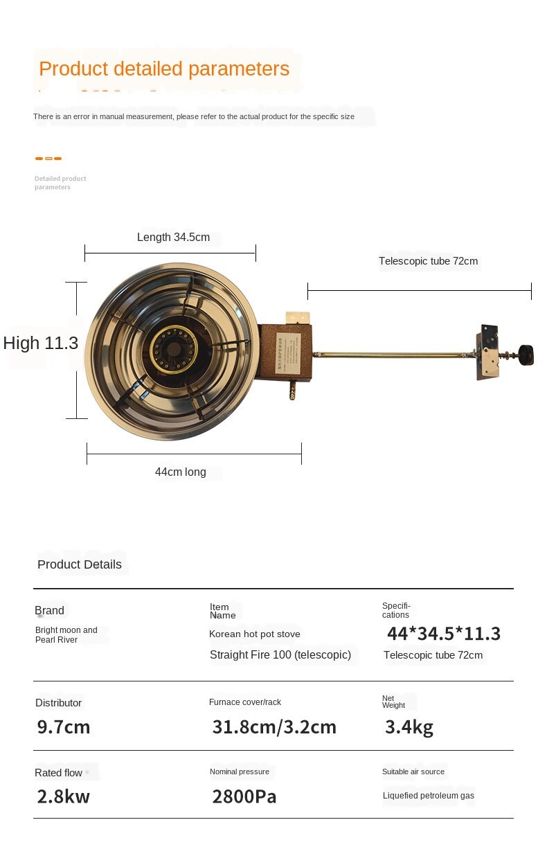 Hornillo de mesa telescópico con control superior, estufa de olla de gas, coreano, fuego directo, 100