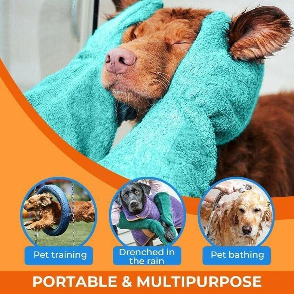Pet Drying Gloves Bathing Bathrobe Towel Cleaning Glove Super Absorbent Pet Drying Mitts Microfiber for Massaging Dog Cat Horses