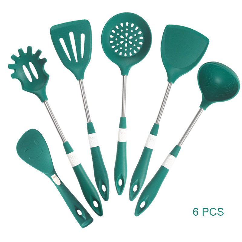 Silicone Spatula Set Cooking Utensil Heat-Resistant Stainless Steel Core Eggs Pancakes Non-stick Cookware Kitchen Gadget: 6 PCS