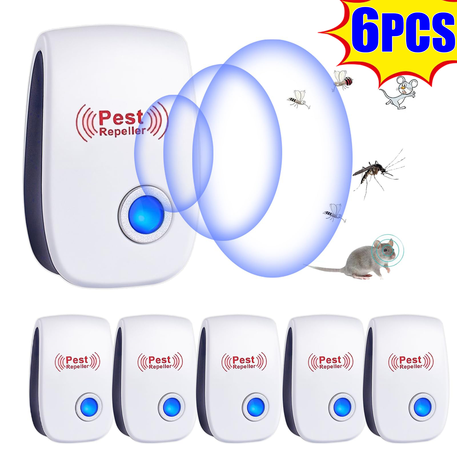 1-6 Stuks Elektronische Muggenspray Ultrasone Muggenspray Muis Kakkerlak Spider Muggenmelk Huishoudelijke Insecticide