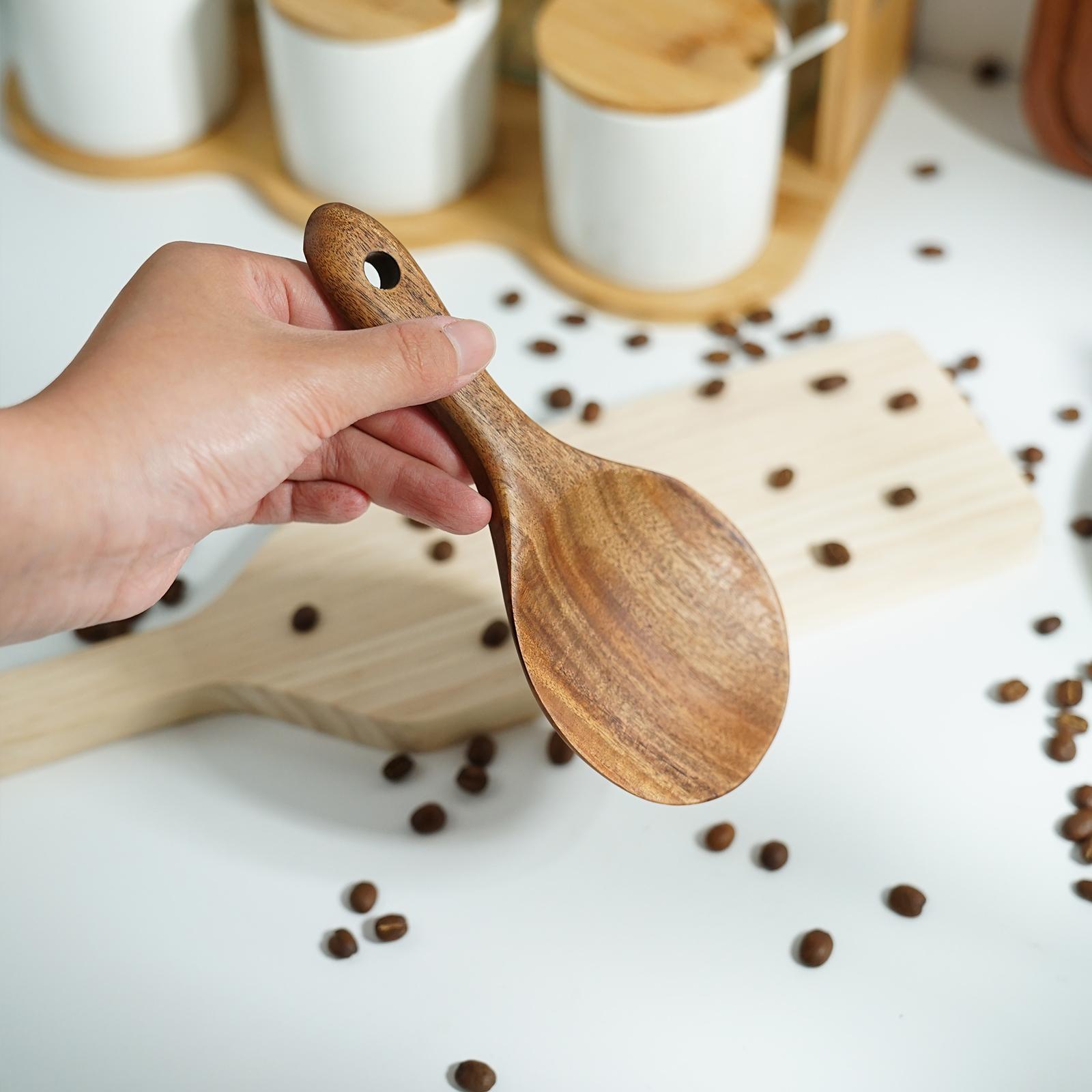 Cuchara de madera para arroz, pala para arroz, cocina de madera, cuchara grande, utensilios de madera, cucharón para servir, cucharón, vajilla, Kit S2C7, 1 ud.