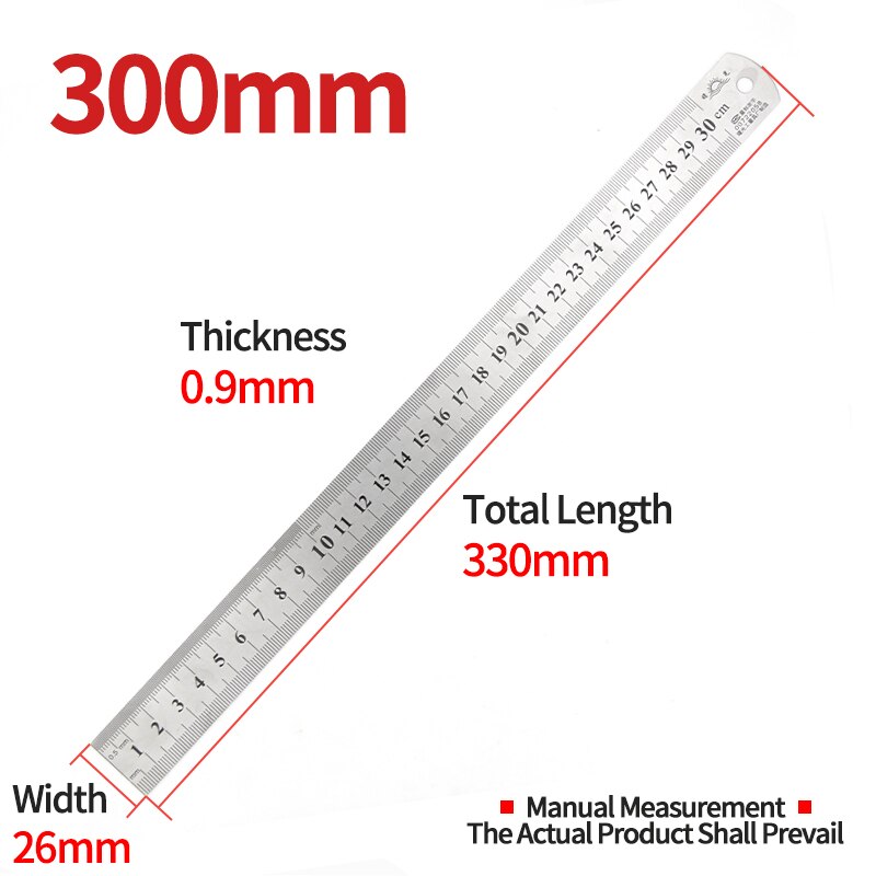 1pcs Straightedge Double Side Scale Metal Ruler Stainless Steel Woodworking Drawing Measuring Tools 0-15/25/30mm: Steel Ruler 30mm