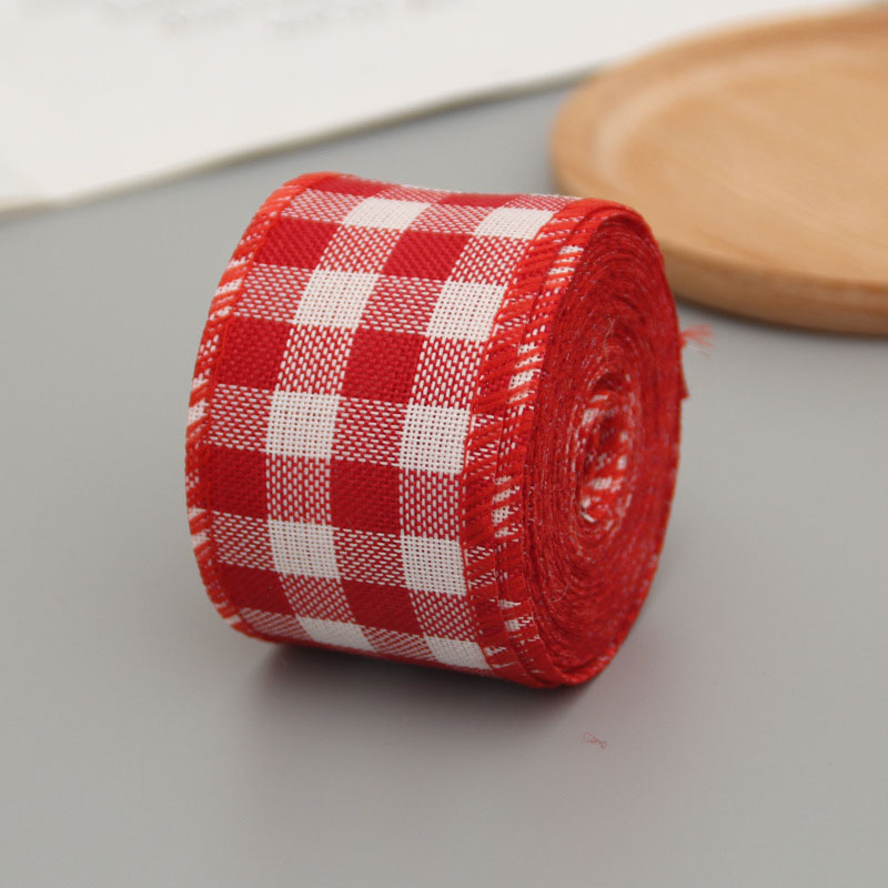 Checkered Wired Edge Ribbons 6m British Style Buffalo Plaid Gingham Roll DIY Embroidery Decoration for Sewing Wrapping TUE88