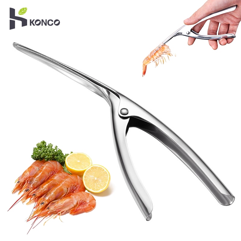 Konco rustfrit stål rejeskræller, manual &amp; hurtig krebs rejer deveiner peel reje skræller værktøj