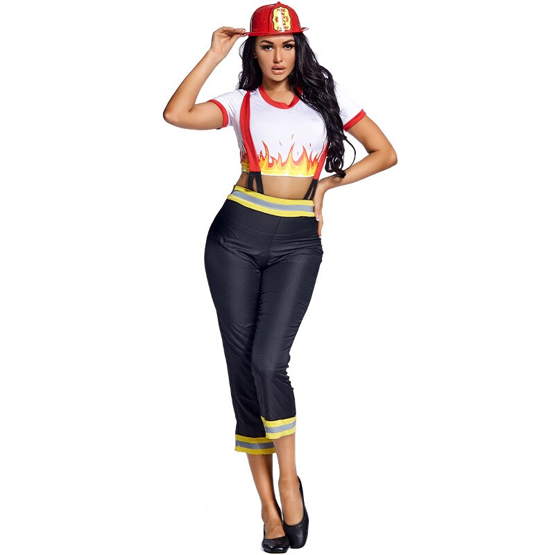 Umorden-Disfraz de Bomberos de cinco alarmas para mujer, disfraz de bombero, Rol de Cosplay, vestido de de fantasía