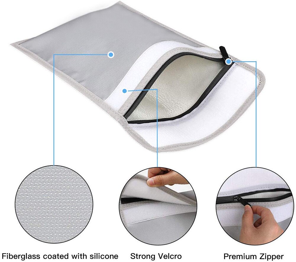 Home Safe Security Fireproof Document Bag 15 x 11 Inches Large Fire Resistant Envelope Pouch for Valuables