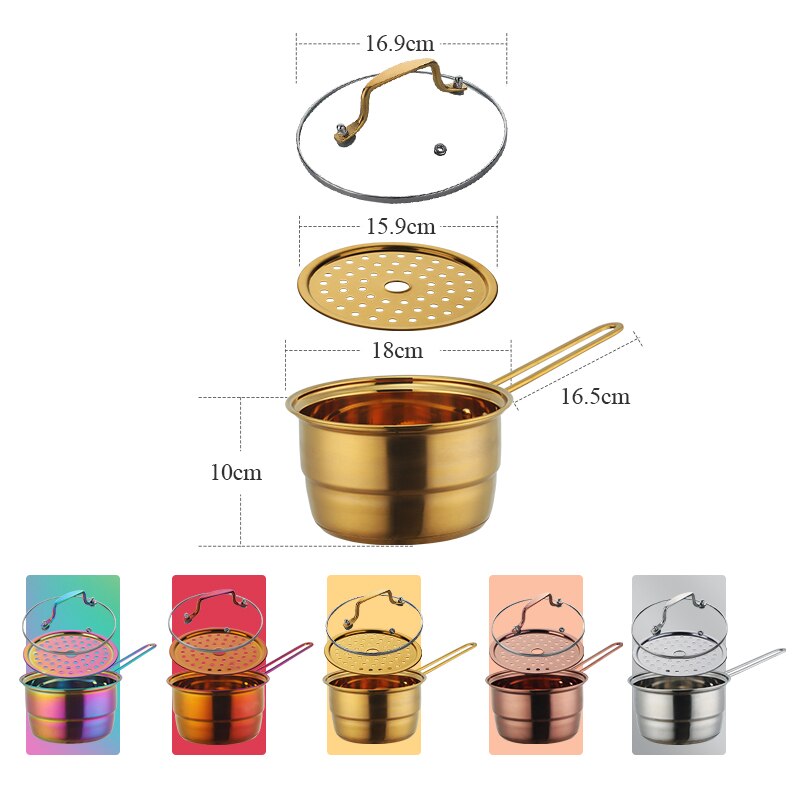 Double layer bottom Cooking pots Stainless steel Soup Pots with hanlde Steamer Rack Kitchen Milk Instant Noodle Stock Pots Set